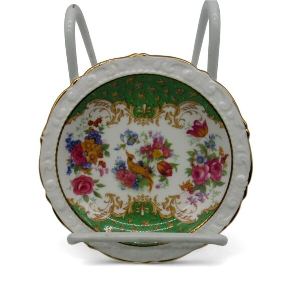 PARAGON ROCKINGHAM Trinket Dish Gilding Bird and Floral Motif 4.7" - Picture 4 of 6